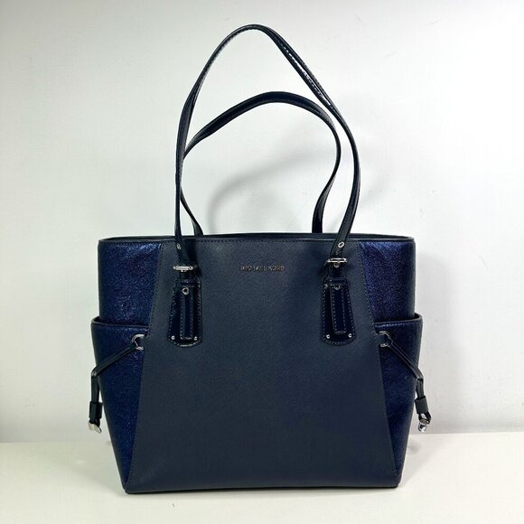 MICHAEL Michael Kors Voyager East West Logo Tote Bag Navy - Picture 1 of 15